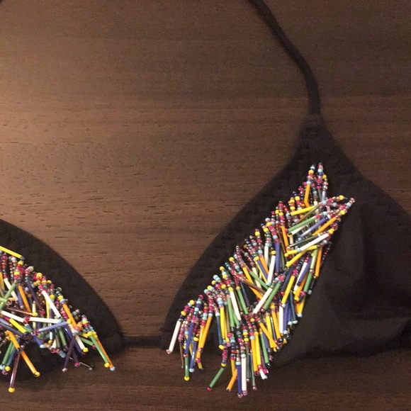 Red Carter Beaded Bikini Top - Picture 2 of 3